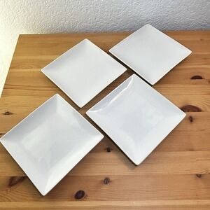 Crate & Barrel White Square 6" Plates Set Of 4 Appetizers Salad Bread NEW